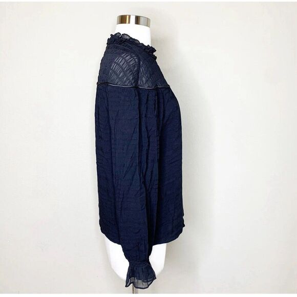 NEW Ramy Brook XS Black Josephine Top Extra Small Sheer Smocked Blouse Boho - Picture 14 of 16